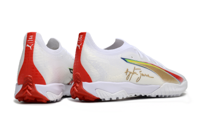 Men's Puma Ultra Ultimate TF Football Shoes - White/Red/Yellow