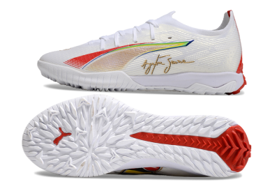 Men's Puma Ultra Ultimate TF Football Shoes - White/Red/Yellow