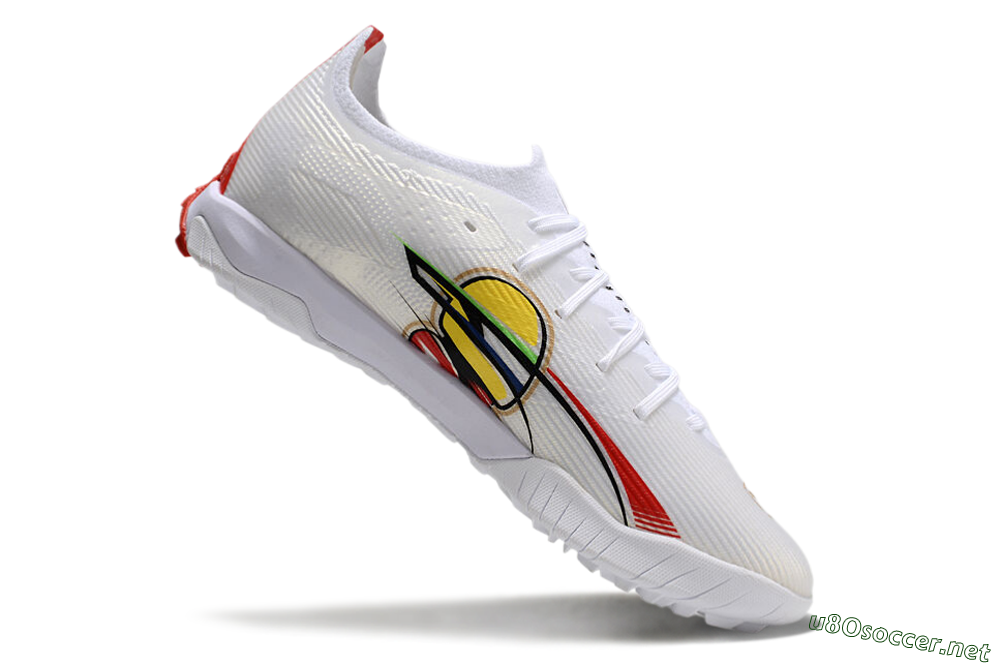Men's Puma Ultra Ultimate TF Football Shoes - White/Red/Yellow 4