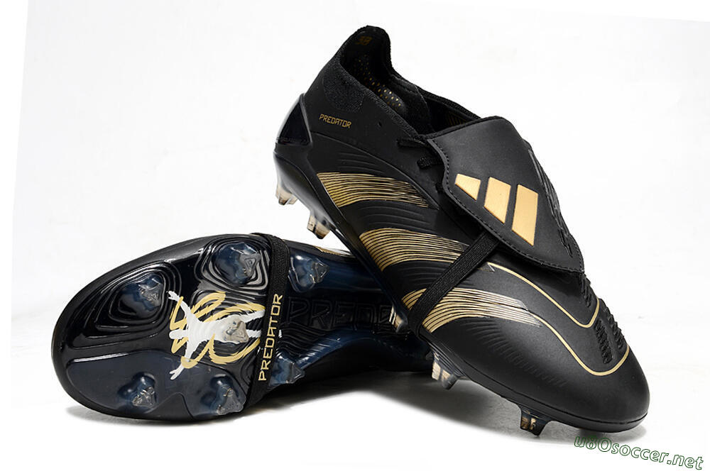 Unisex Adidas Predator Elite Foldover Tongue FG Football Boots - Black/Gold/Blue 3