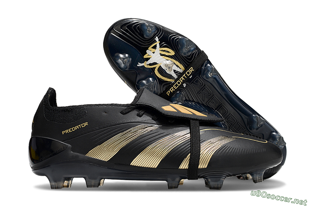 Unisex Adidas Predator Elite Foldover Tongue FG Football Boots - Black/Gold/Blue 2