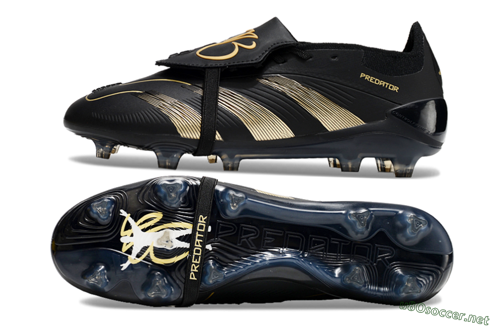 Unisex Adidas Predator Elite Foldover Tongue FG Football Boots - Black/Gold/Blue 1