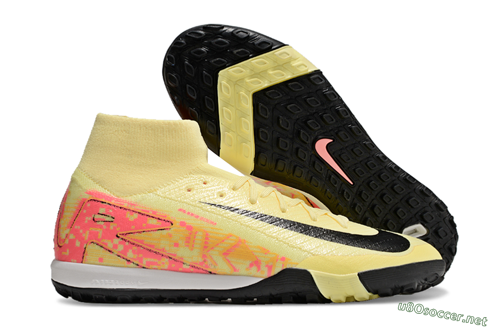 Men's Nike Air Zoom Mercurial Superfly 10 Elite TF Football Shoes - Yellow/Pink/Black 2
