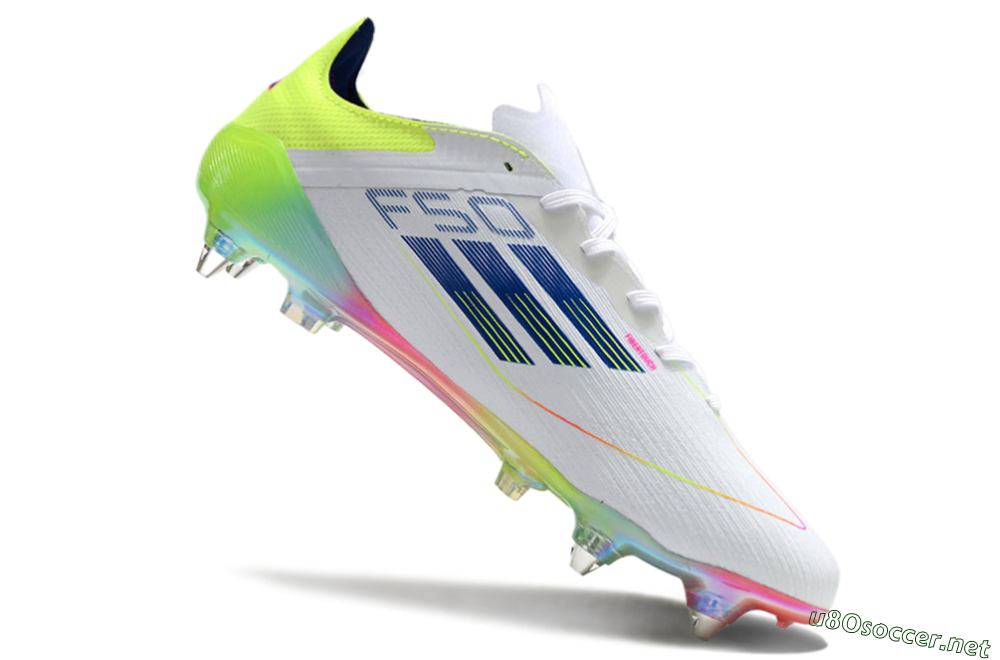 Men's Adidas F50 Elite SG Football Boots - White/Pink/Yellow/Blue 4