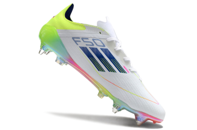 Men's Adidas F50 Elite SG Football Boots - White/Pink/Yellow/Blue