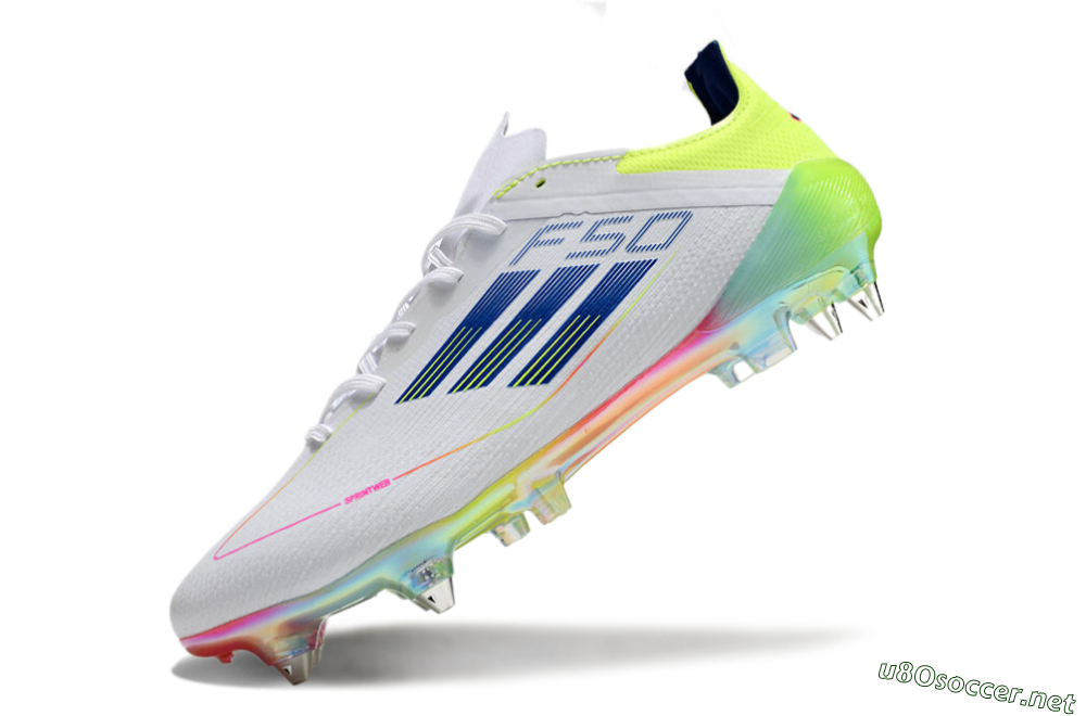 Men's Adidas F50 Elite SG Football Boots - White/Pink/Yellow/Blue 5