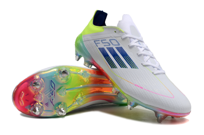 Men's Adidas F50 Elite SG Football Boots - White/Pink/Yellow/Blue