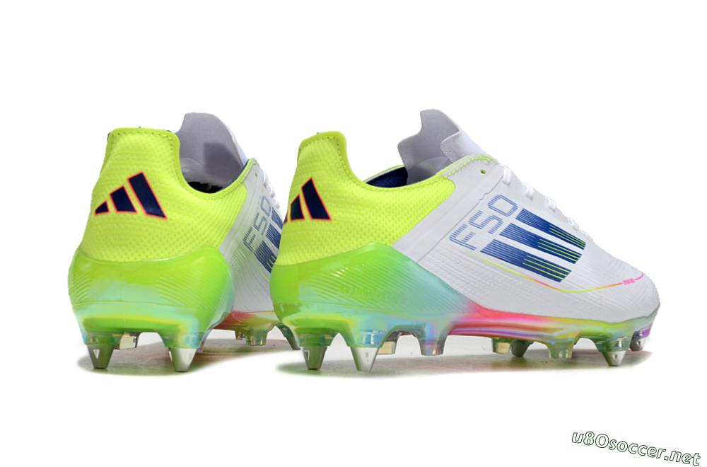 Men's Adidas F50 Elite SG Football Boots - White/Pink/Yellow/Blue 6