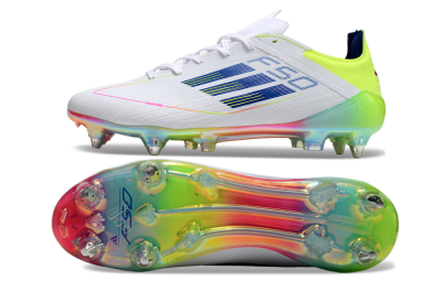 Men's Adidas F50 Elite SG Football Boots - White/Pink/Yellow/Blue