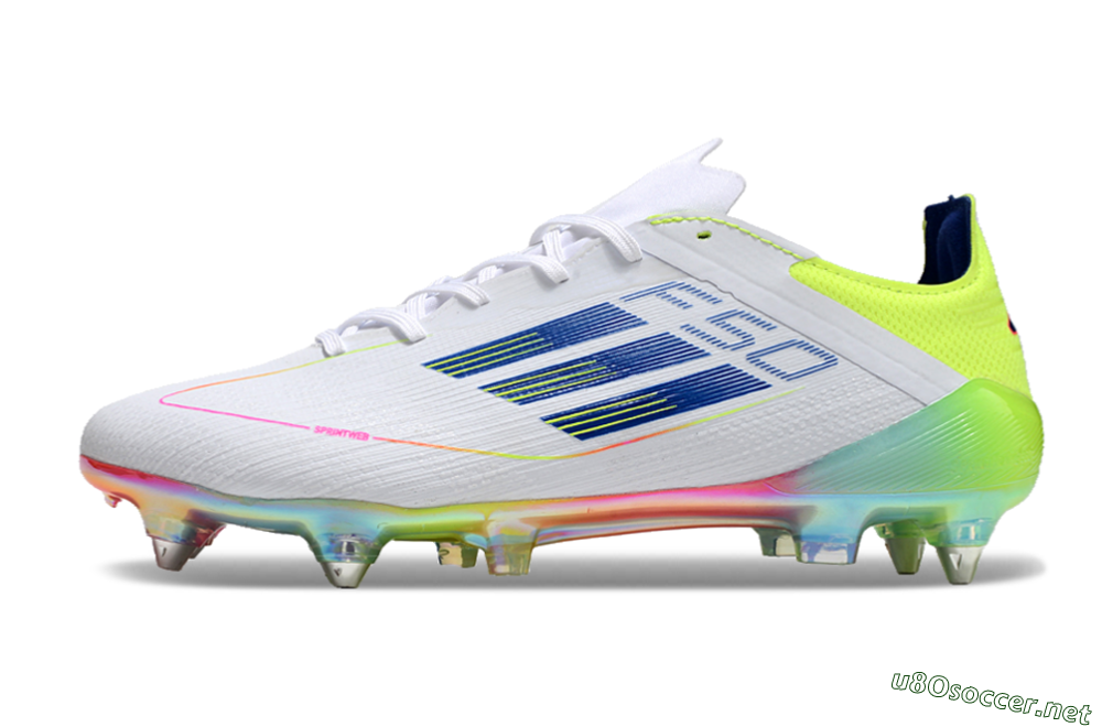 Men's Adidas F50 Elite SG Football Boots - White/Pink/Yellow/Blue 0