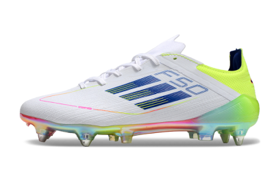 Men's Adidas F50 Elite SG Football Boots - White/Pink/Yellow/Blue