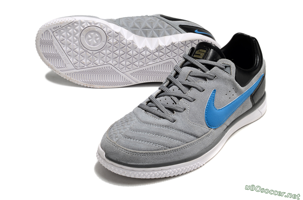 Men's Nike Street Gato IC Football Shoes - Grey/Blue/Black 3