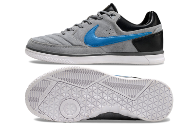 Men's Nike Street Gato IC Football Shoes - Grey/Blue/Black