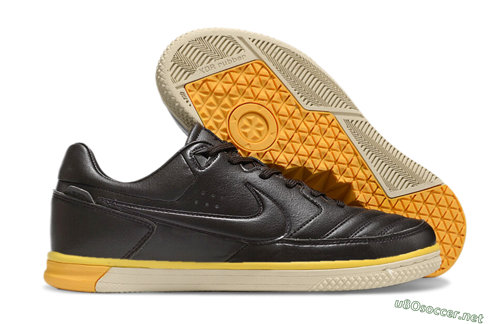 Men's Nike Street Gato IC Football Shoes - Black/Yellow/Beige 2