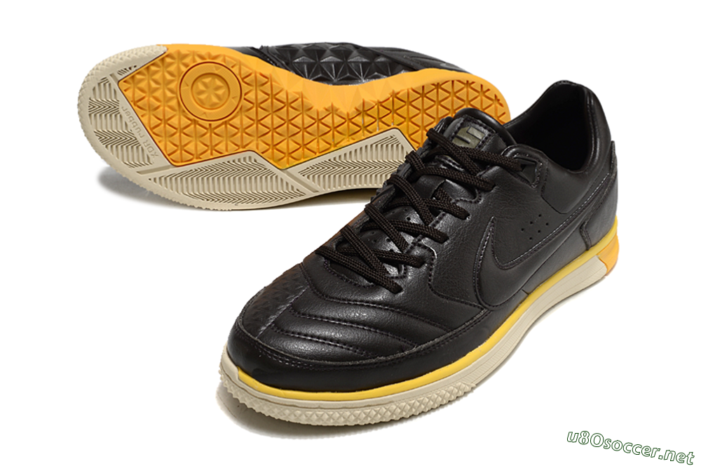 Men's Nike Street Gato IC Football Shoes - Black/Yellow/Beige 3