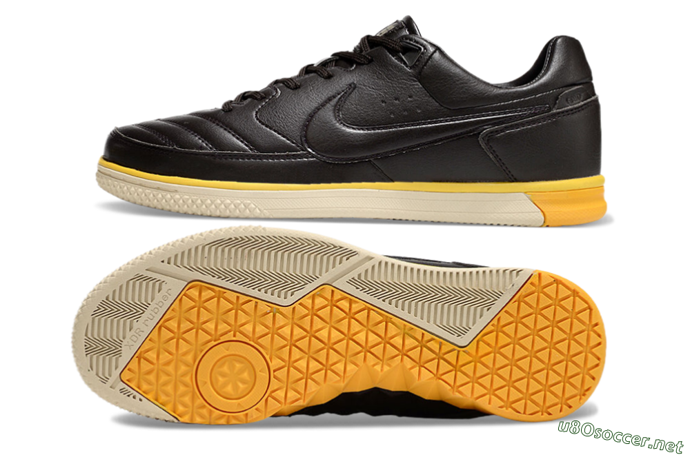 Men's Nike Street Gato IC Football Shoes - Black/Yellow/Beige 1