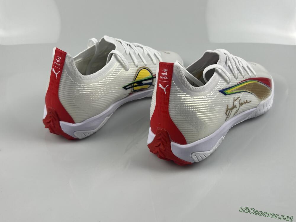 Men's Puma Ultra Ultimate TF Football Shoes - White/Red/Yellow