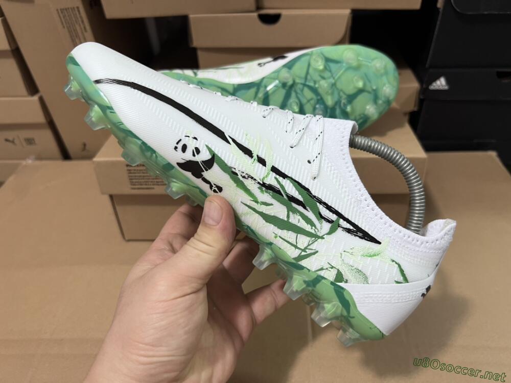 Men's Puma Ultra Ultimate FG Football Boots - White/Black/Green