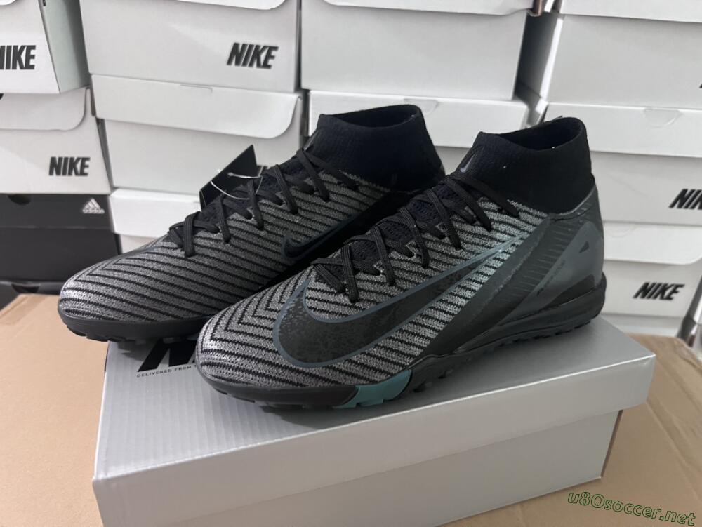 Men's Nike Air Zoom Mercurial Superfly 10 Elite TF Football Shoes - Black/Green/Silver