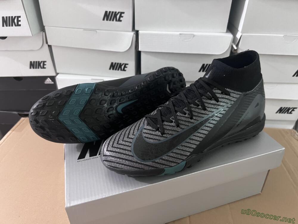 Men's Nike Air Zoom Mercurial Superfly 10 Elite TF Football Shoes - Black/Green/Silver