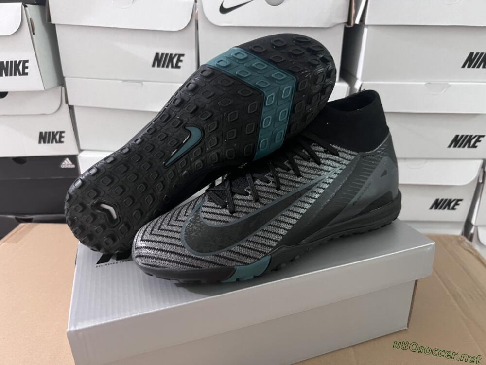 Men's Nike Air Zoom Mercurial Superfly 10 Elite TF Football Shoes - Black/Green/Silver
