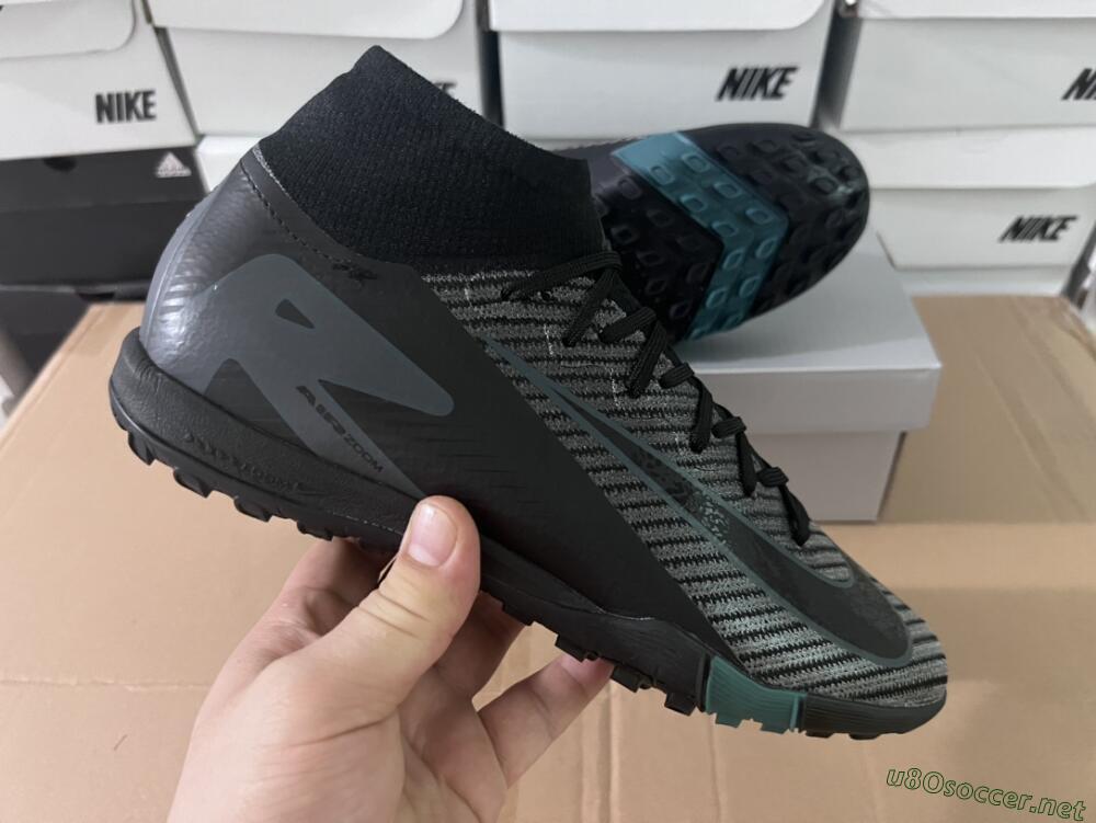 Men's Nike Air Zoom Mercurial Superfly 10 Elite TF Football Shoes - Black/Green/Silver
