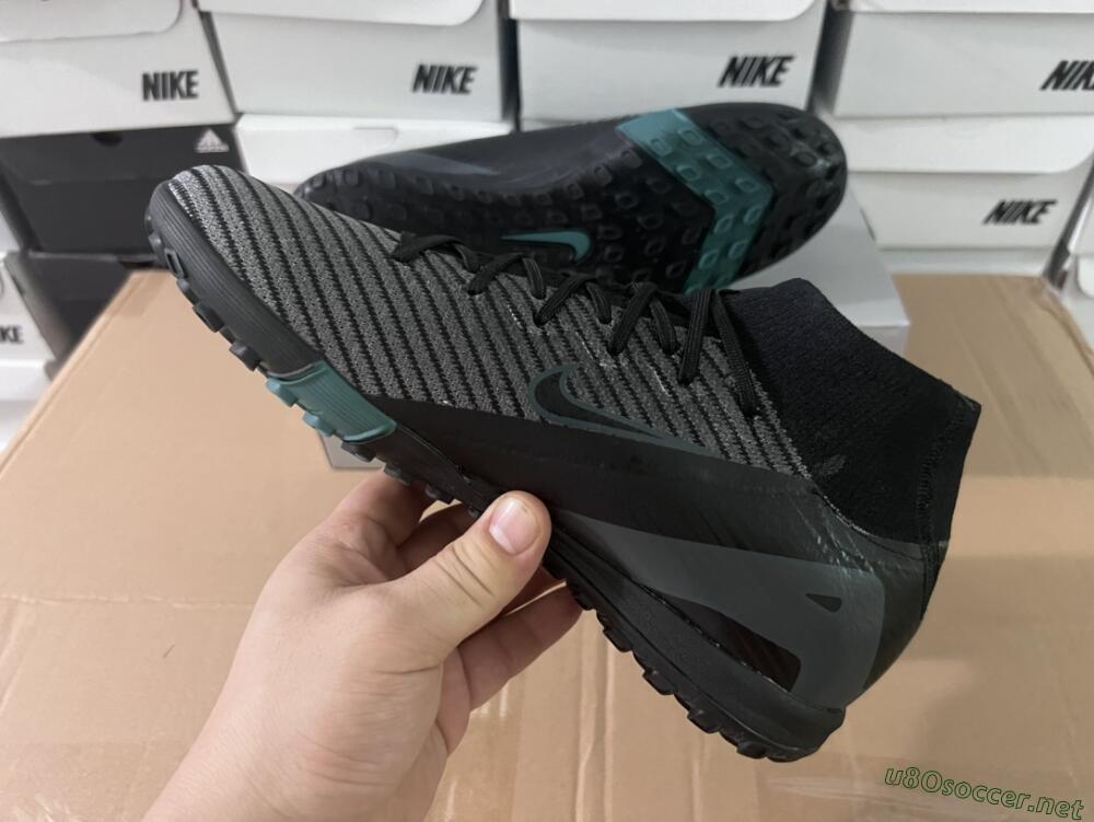 Men's Nike Air Zoom Mercurial Superfly 10 Elite TF Football Shoes - Black/Green/Silver