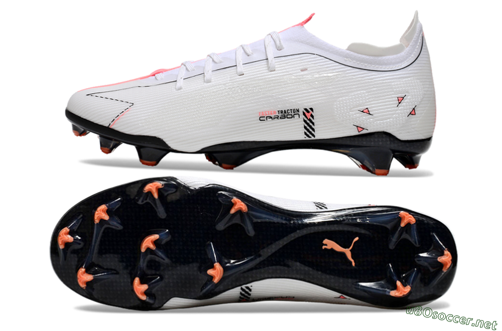 Men's Puma Ultra 5 Ultimate FG Football Boots - White/Black/Orange 1