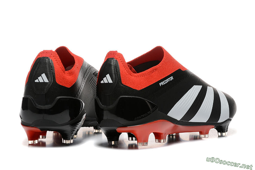 Men's Adidas Predator Elite Laceless FG Football Boots - Black/White/Red 9