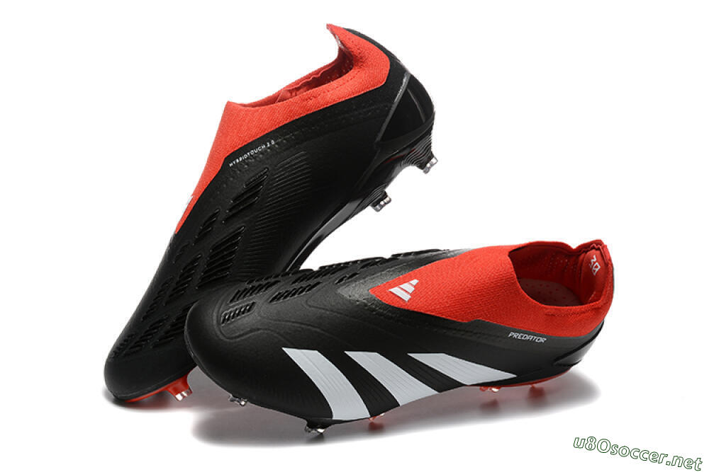 Men's Adidas Predator Elite Laceless FG Football Boots - Black/White/Red 6