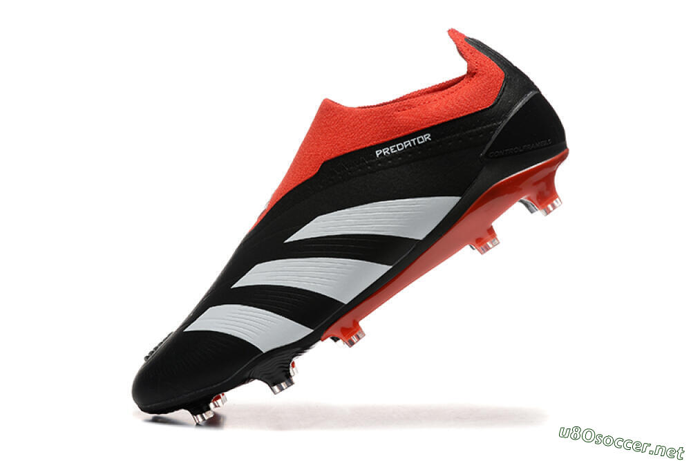 Men's Adidas Predator Elite Laceless FG Football Boots - Black/White/Red 8