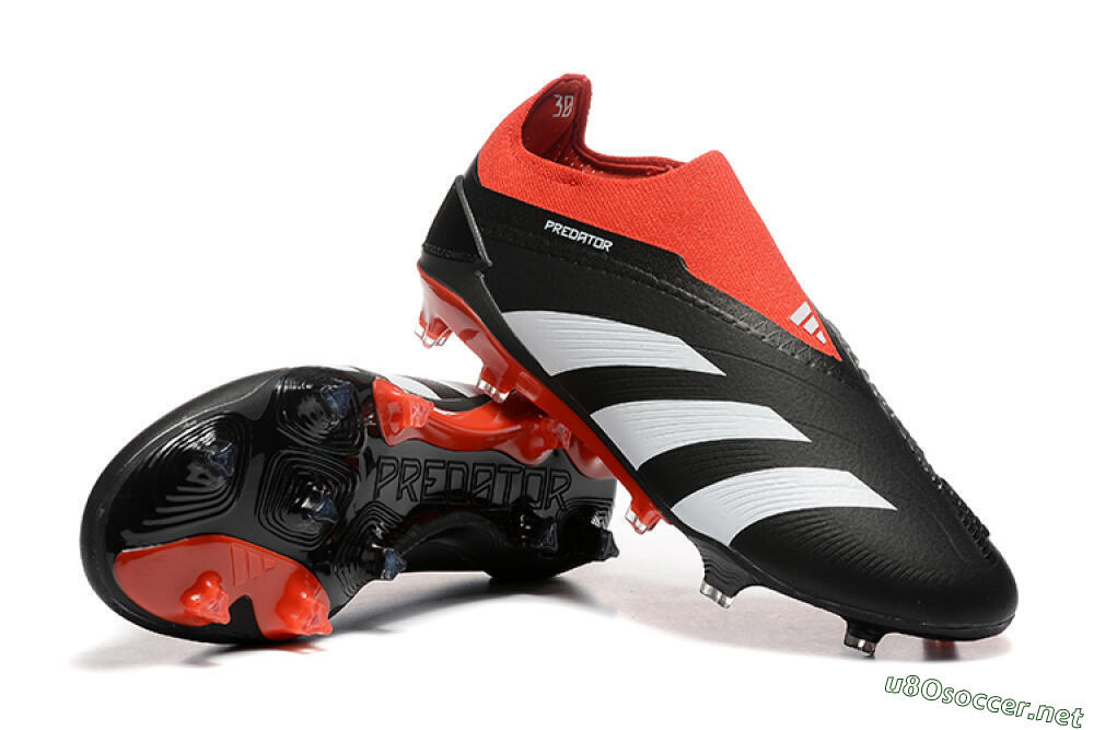 Men's Adidas Predator Elite Laceless FG Football Boots - Black/White/Red 4
