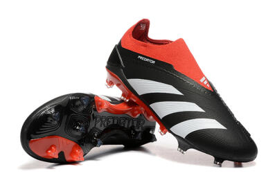 Men's Adidas Predator Elite Laceless FG Football Boots - Black/White/Red