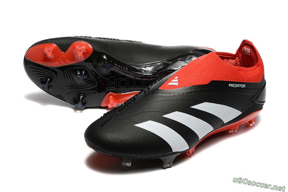 Men's Adidas Predator Elite Laceless FG Football Boots - Black/White/Red 3