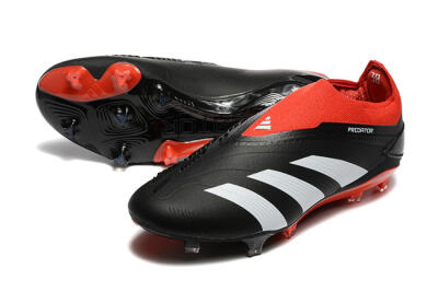 Men's Adidas Predator Elite Laceless FG Football Boots - Black/White/Red