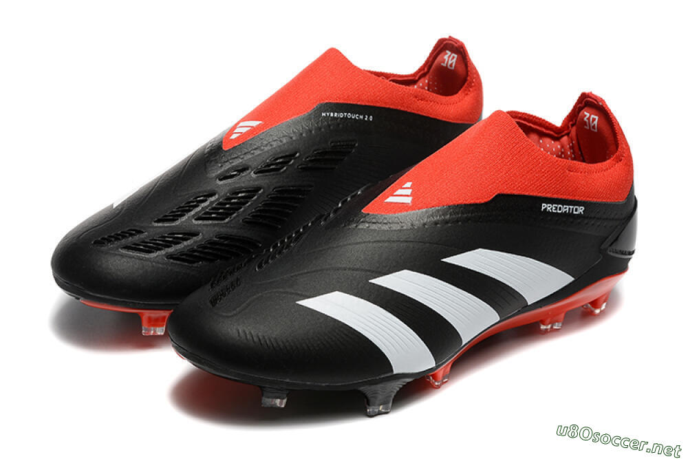 Men's Adidas Predator Elite Laceless FG Football Boots - Black/White/Red 5