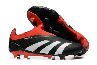 Men's Adidas Predator Elite Laceless FG Football Boots - Black/White/Red