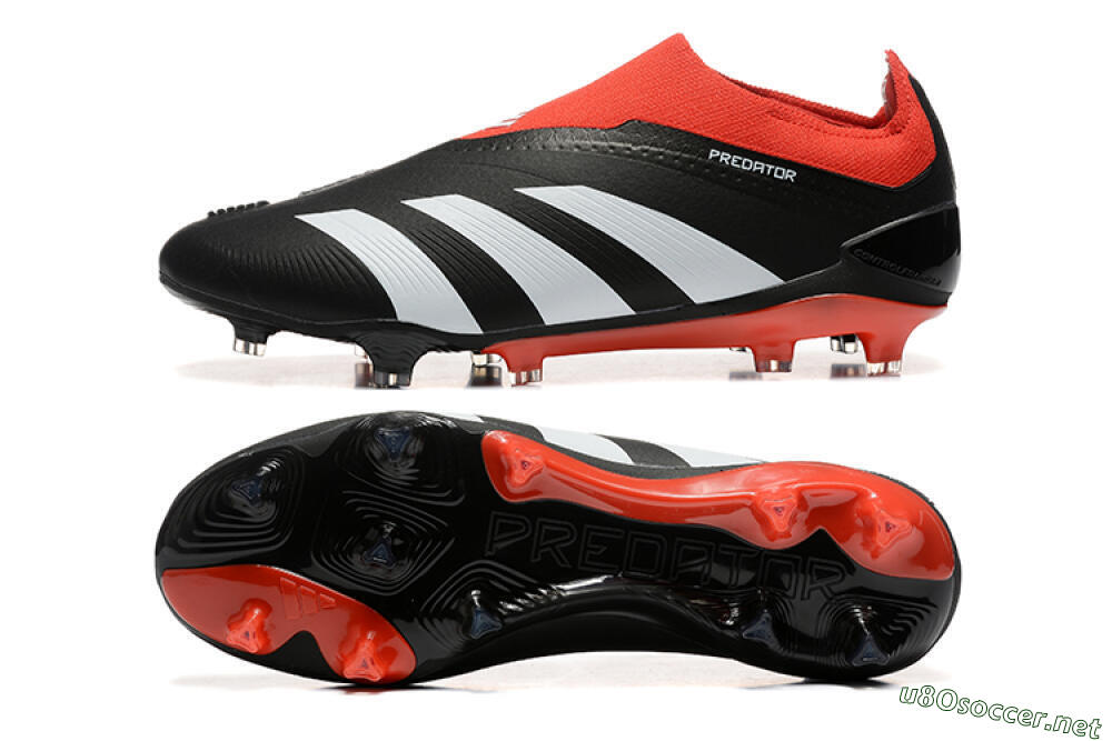 Men's Adidas Predator Elite Laceless FG Football Boots - Black/White/Red 1