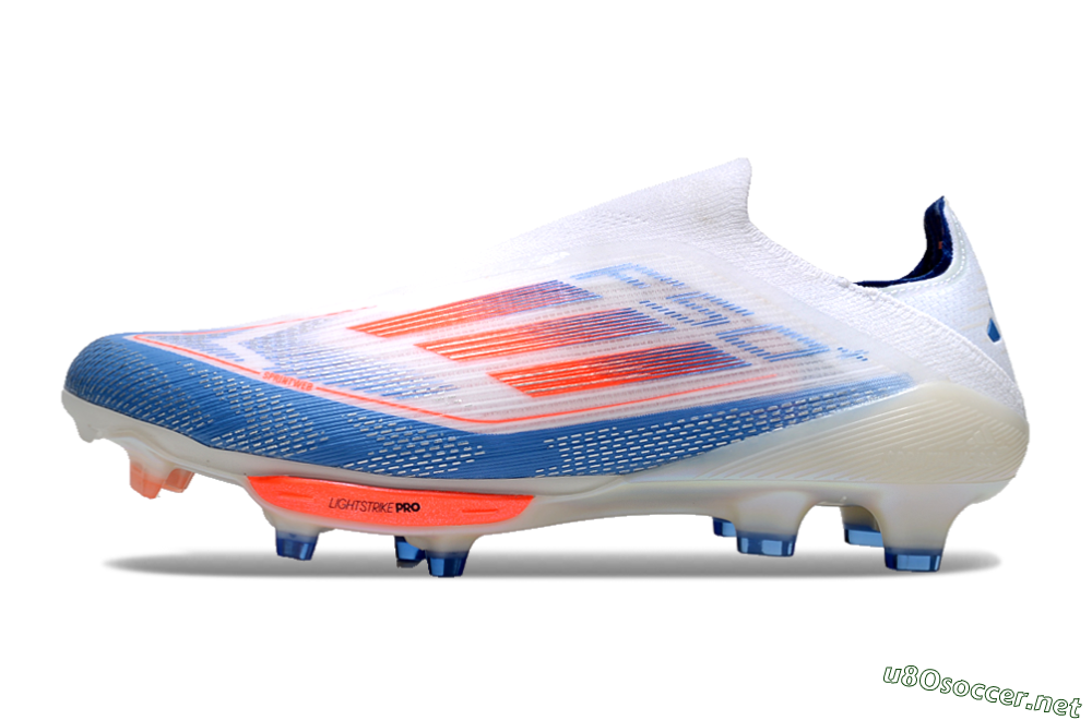Unisex Adidas F50+ Lightstrike Pro Laceless FG Football Boots - White/Red/Blue 0