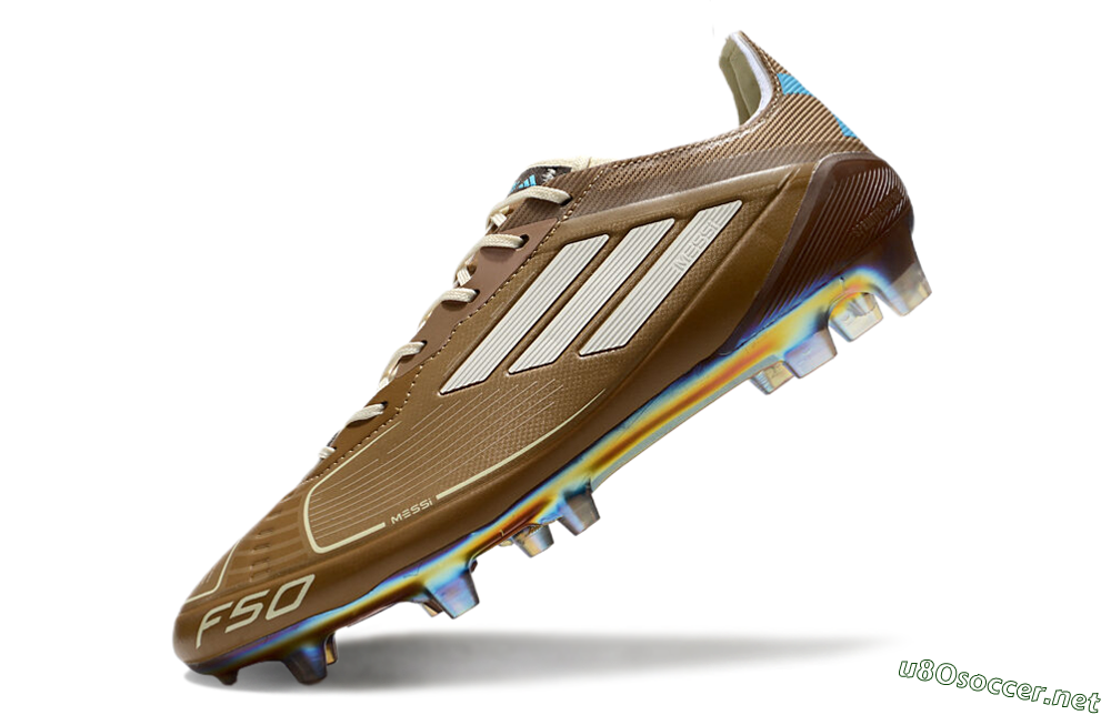 Men's Adidas F50 Elite FG Football Boots - Brown/White/Blue 5