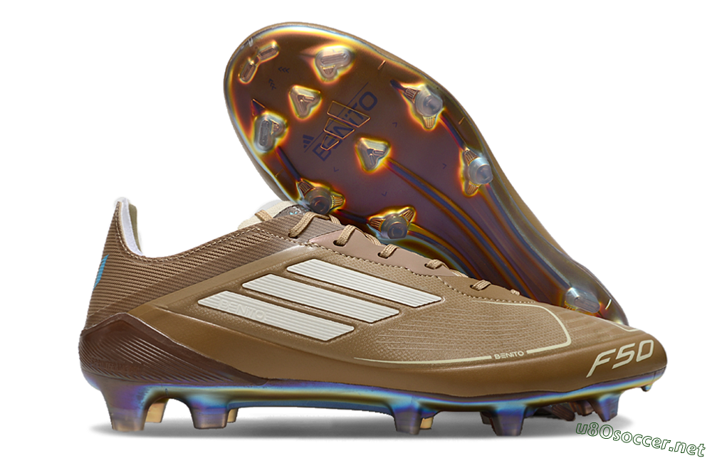 Men's Adidas F50 Elite FG Football Boots - Brown/White/Blue 2