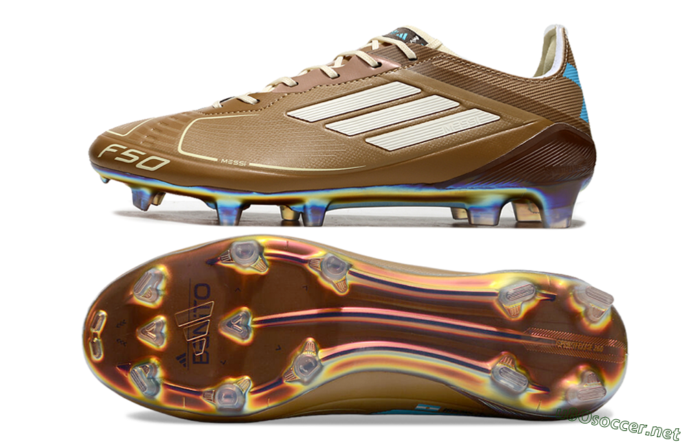 Men's Adidas F50 Elite FG Football Boots - Brown/White/Blue 1