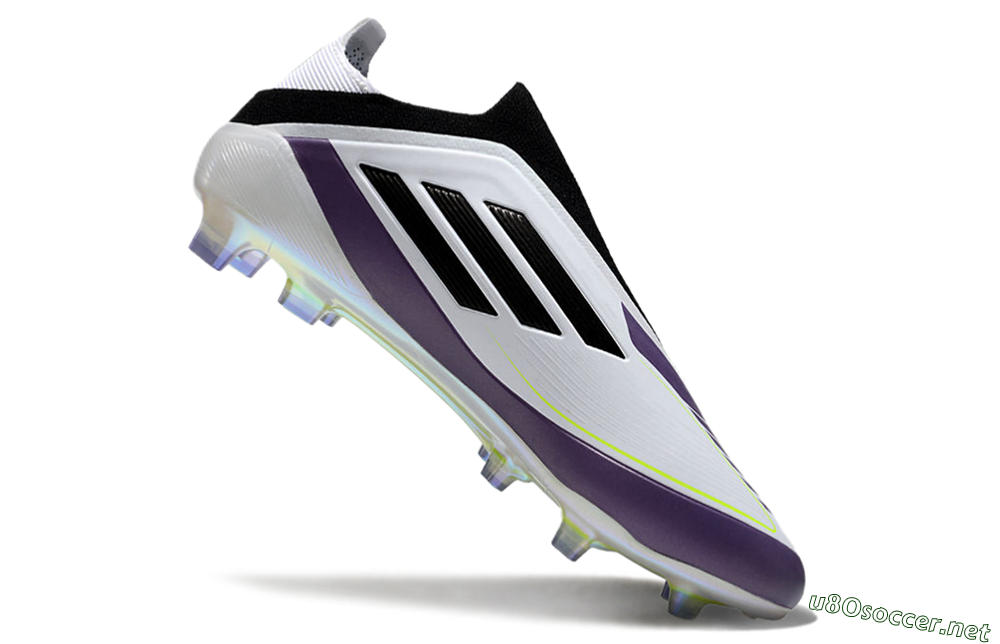 Men's Adidas F50 Elite Laceless FG Football Boots - White/Purple/Black 4