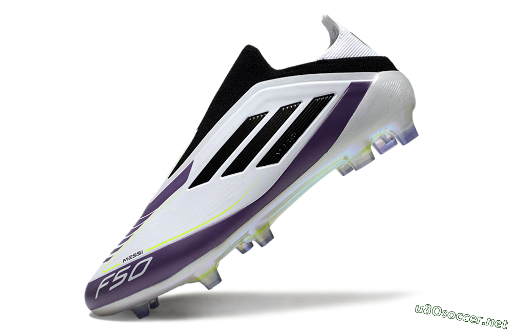 Men's Adidas F50 Elite Laceless FG Football Boots - White/Purple/Black 5