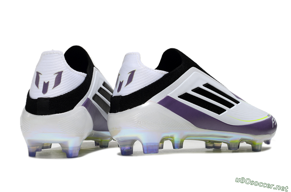 Men's Adidas F50 Elite Laceless FG Football Boots - White/Purple/Black 6
