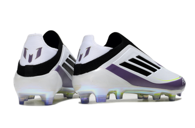 Men's Adidas F50 Elite Laceless FG Football Boots - White/Purple/Black