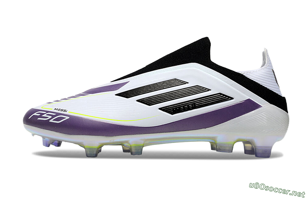 Men's Adidas F50 Elite Laceless FG Football Boots - White/Purple/Black 0