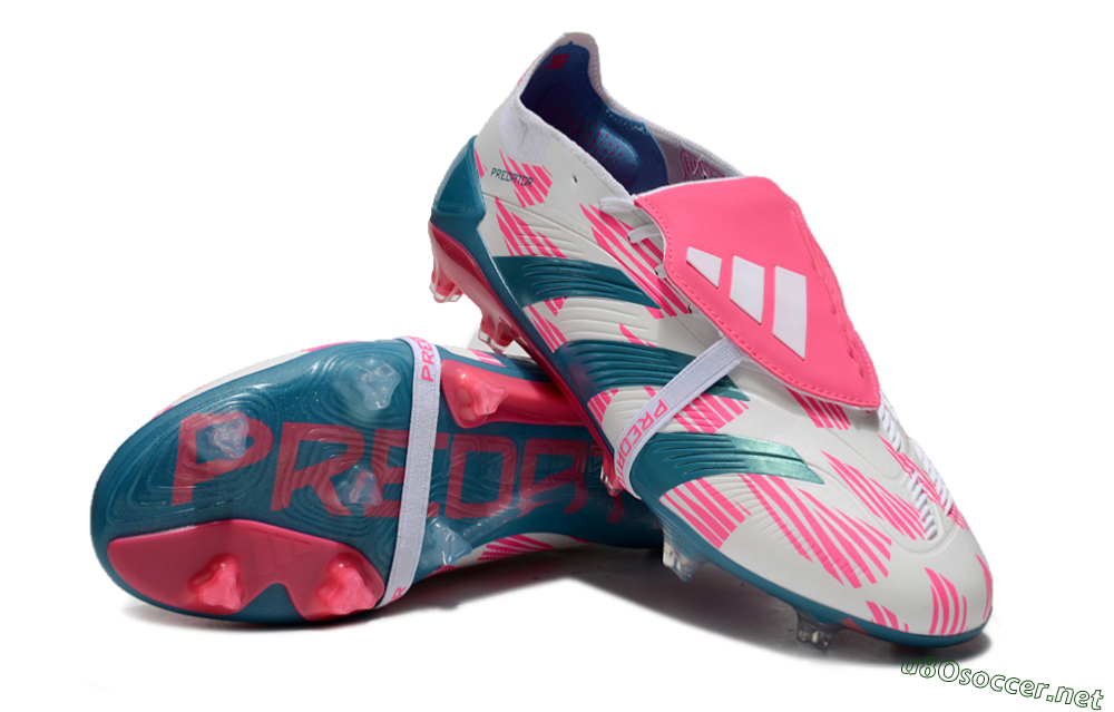 Unisex Adidas Predator Elite Foldover Tongue FG Football Boots - White/Blue/Pink 3
