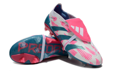 Unisex Adidas Predator Elite Foldover Tongue FG Football Boots - White/Blue/Pink