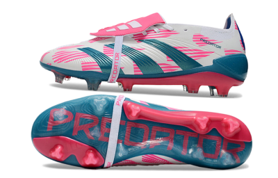 Unisex Adidas Predator Elite Foldover Tongue FG Football Boots - White/Blue/Pink